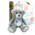 Blue Ribbon 12" Grey Bear  Gender Reveal Bear plus Confetti Cannon